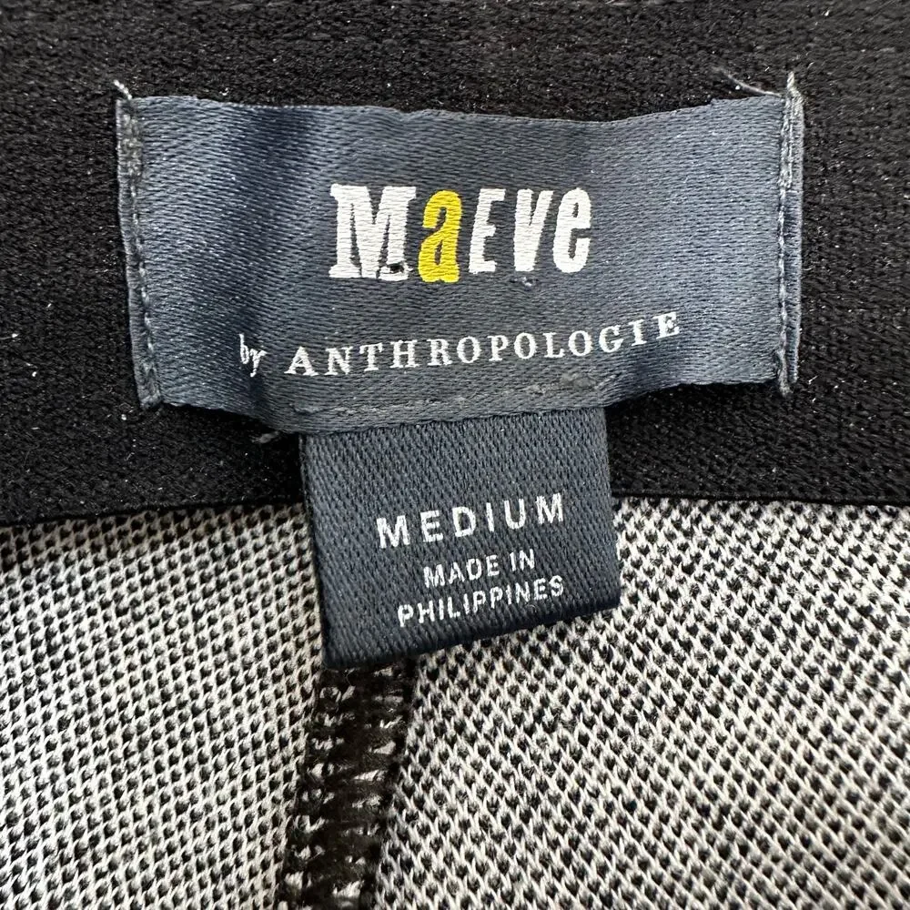 Anthropologie‎ Maeve Plaid Pull on Pants Trousers | Black White Gray | SZ M